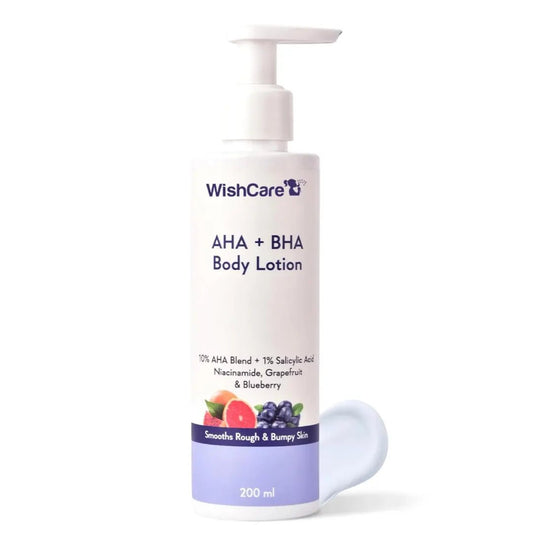 WishCare AHA BHA Body Lotion For Dry Skin | Provides Deep Hydration, Detans & Smooths Rough Skin| Body Lotion For Men & Women | 200ml - Deals999
