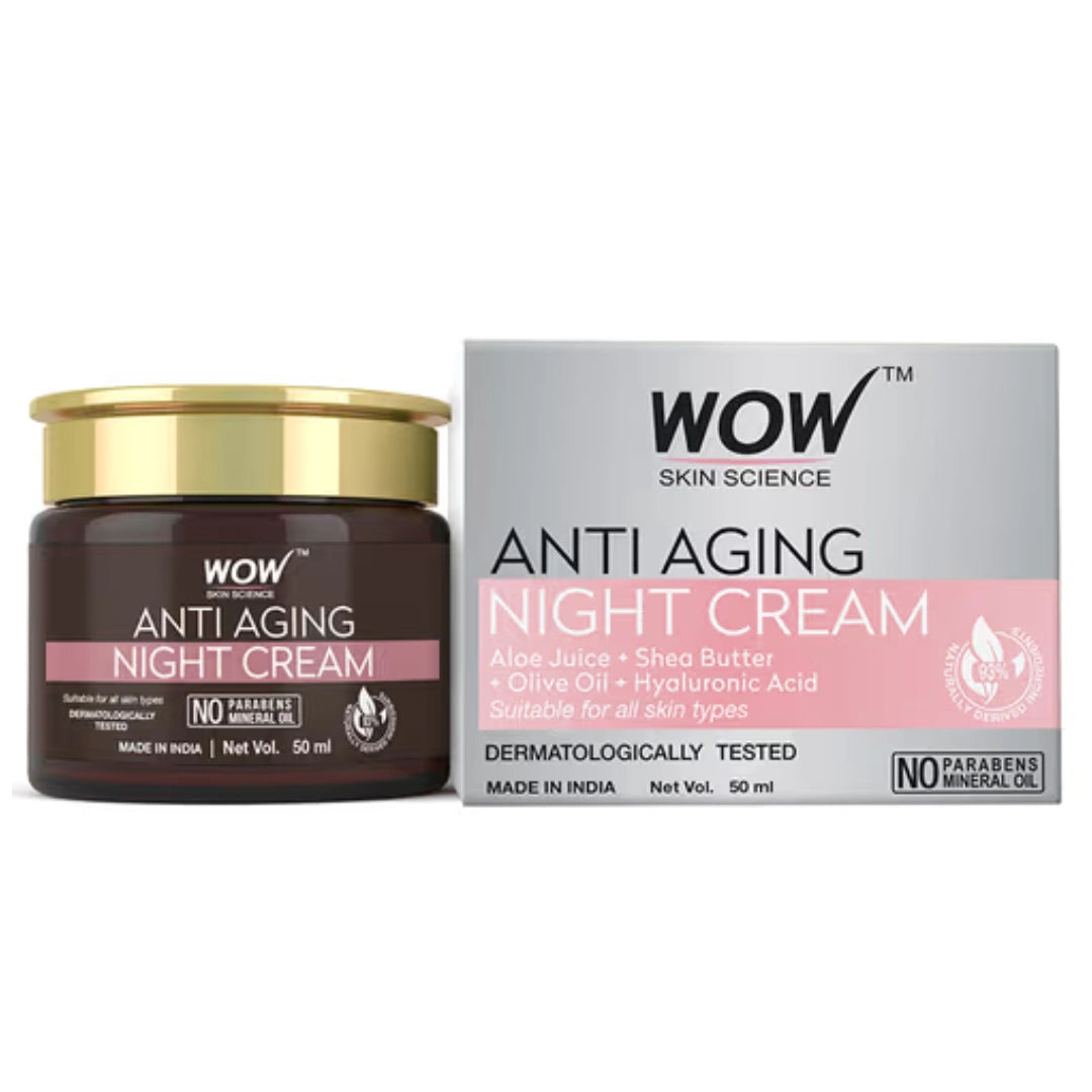 WOW Skin Science Anti Aging Night Cream - No Minerals And No Parabens - Infused With Matrixly 3000 Peptide, Hyaluronic Acid & Vitamin C - 50Ml