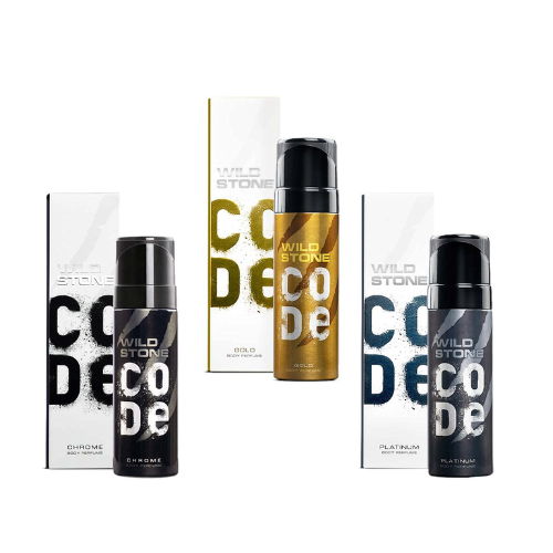 Wild Stone Chrome, Gold & Platinum  Perfume Body Spray For Men - 120ml (Pack of 3)