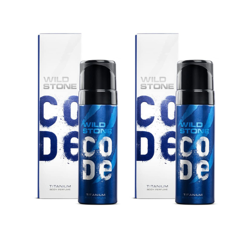 Wild Stone Code Titanium Body Perfume Spray For Men 120-ML (Pack of 2)