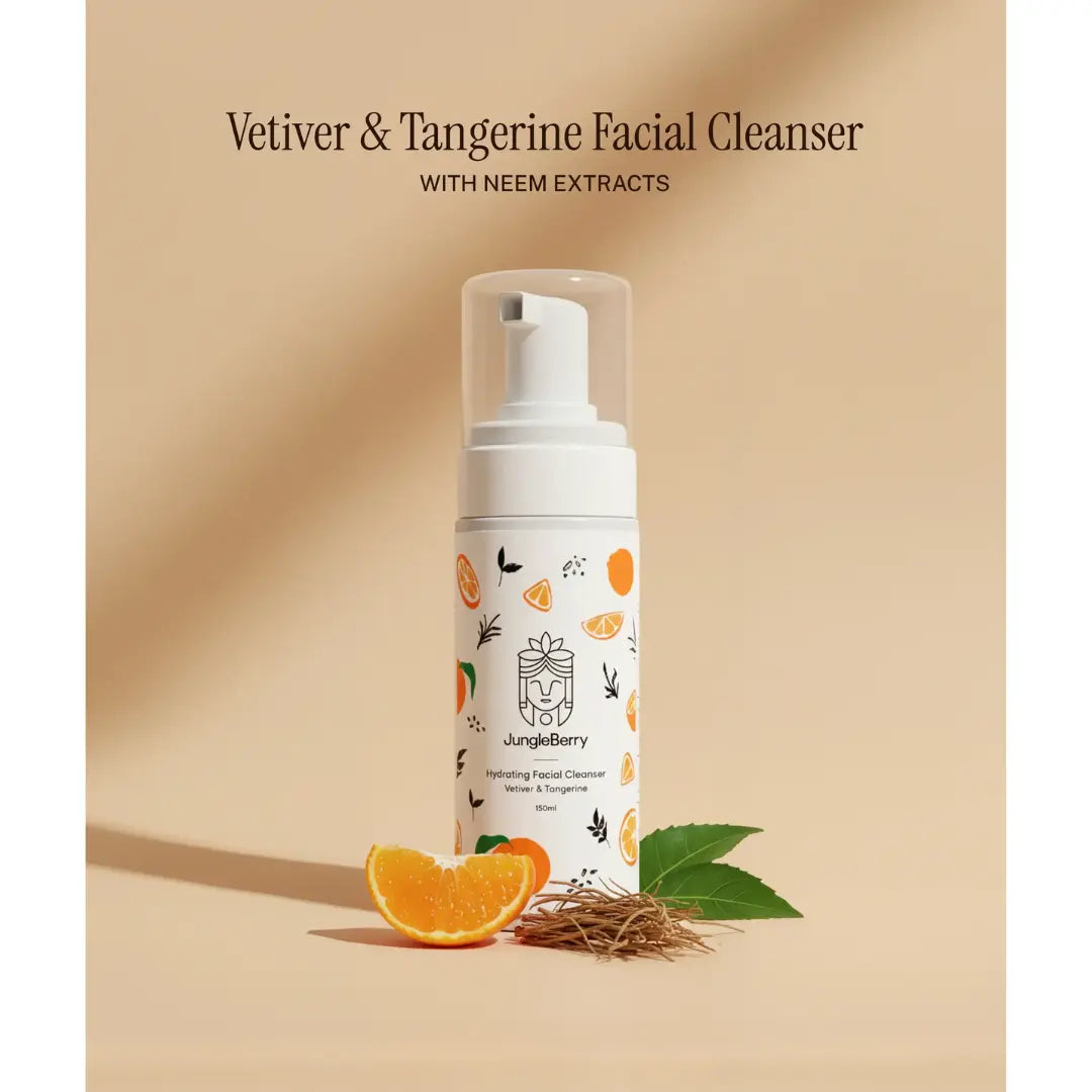 Jungleberry Vetiver & Tangerine Hydrating Facial Cleanser with Neem | Turmeric & Aloevera Face Wash | 150 ml