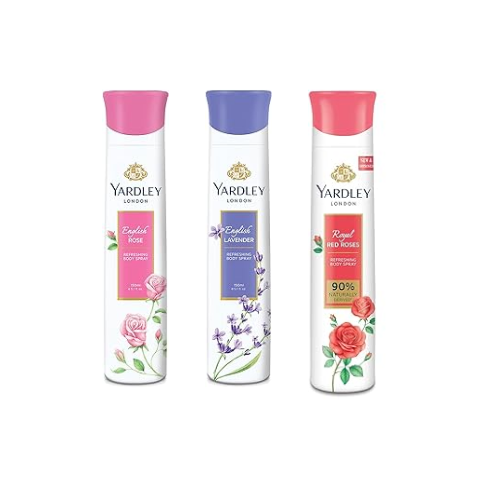 Yardley London English Lavender+English Rose+Red Roses Deodorant Body Spray - For Women (375 ml, Pack of 3)