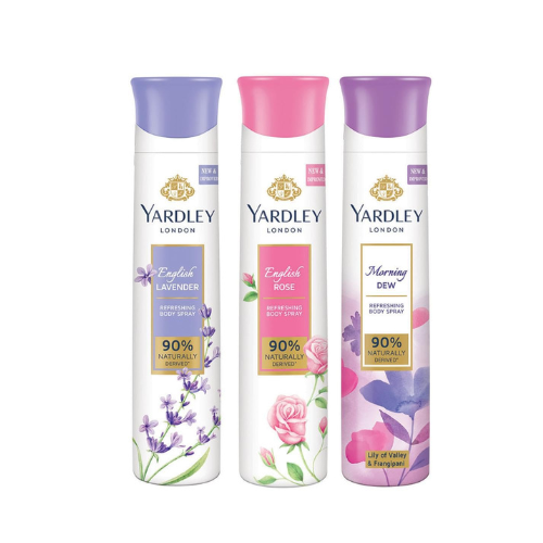 Yardley London Deo Tripack - English Lavender, English Rose, Morning Dew (Pack of 3) Deodorant Spray - For Women (450 ml, Pack of 3)