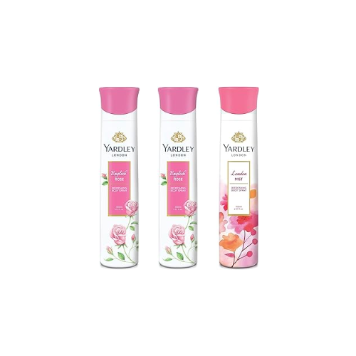 Yardley London English Rose & London Mist Deodorant Spray - For Women (450 ml, Pack of 3)
