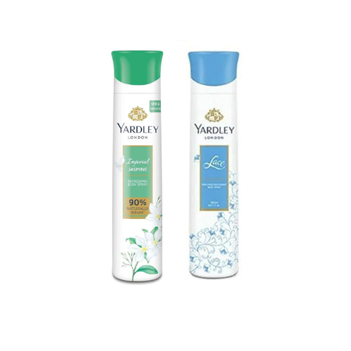Yardley London Imperial Jasmine and Lace 150ML Each (Pack of 2) Body Spray - For Women (300 ml, Pack of 2)