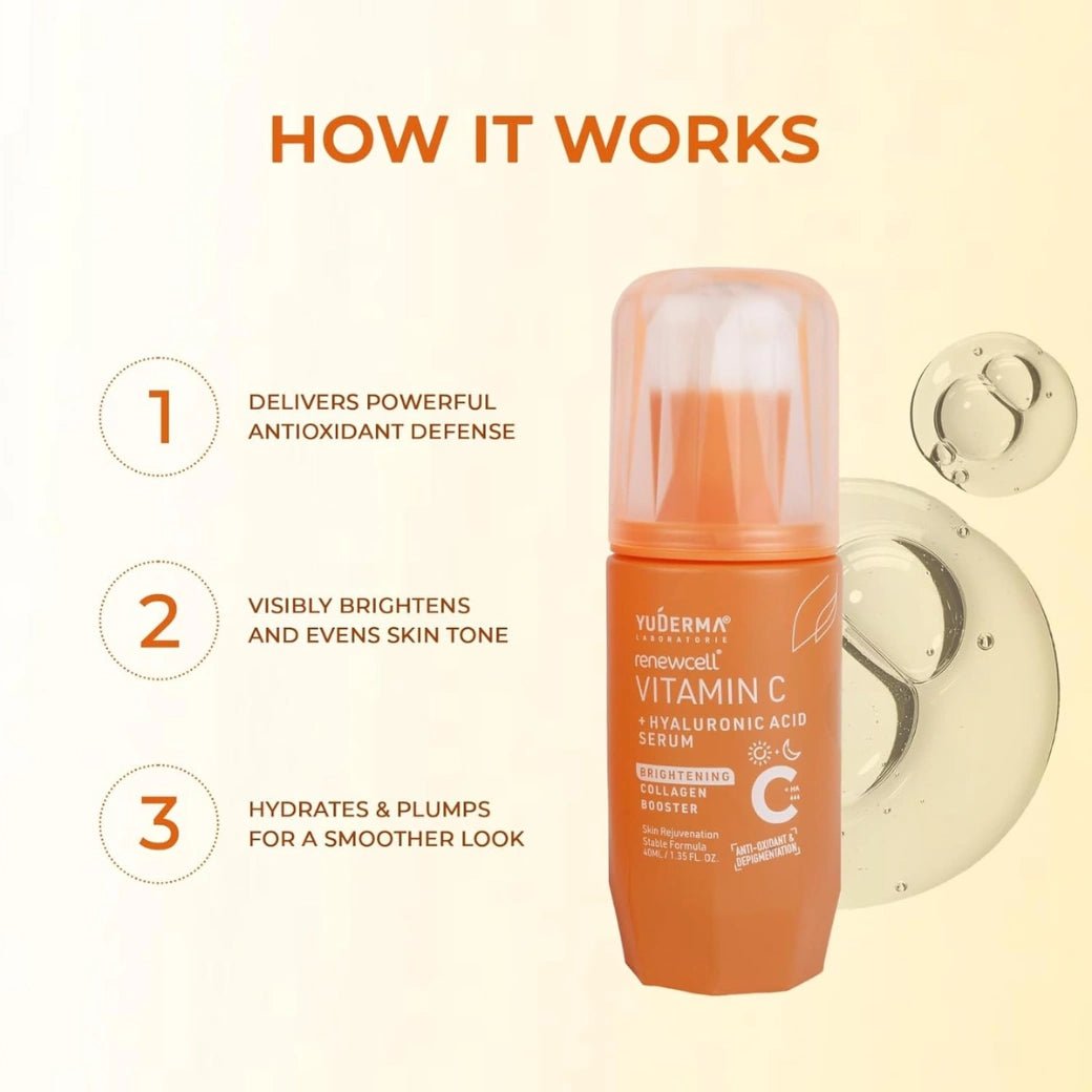 YUDERMA Renewcell Vitamin C + Hyaluronic Acid Serum, 40 Ml - Deals999