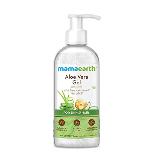 Mamaearth Aloe Vera Gel For Face, with Pure Aloe Vera & Vitamin E for Skin and Hair - 300ml