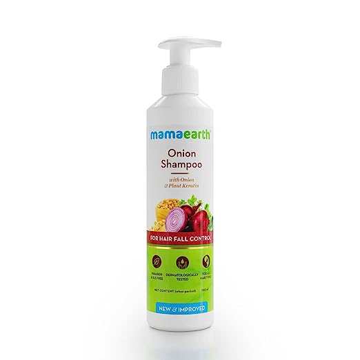 Mamaearth Onion Hair Fall Shampoo for Hair Growth & Hair Fall Control, with Onion Oil & Plant Keratin 250ml