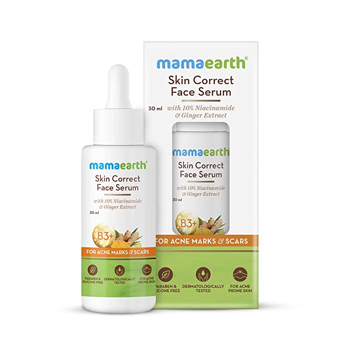 Mamaearth Skin Correct Face Serum Acne Scars Removal Cream With Niacinamide & Ginger Extract, 30ml