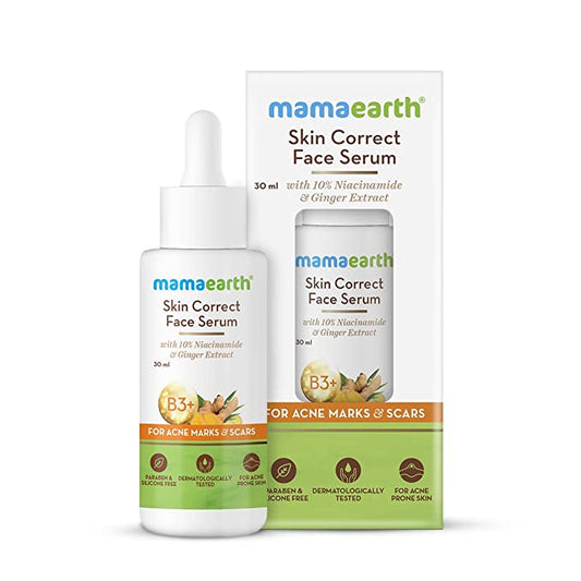 Mamaearth Skin Correct Face Serum Acne Scars Removal Cream With Niacinamide & Ginger Extract, 30ml