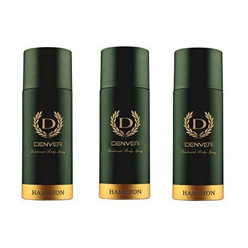 Denver Hamilton Deodorant Body Spray 165ml Pack of 3