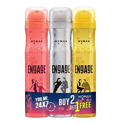 Engage Deodorant for Women, 150ml / 165ml Buy 2 Get 1 Free (Blush, Drizzle & Tease) (Weight May Vary)