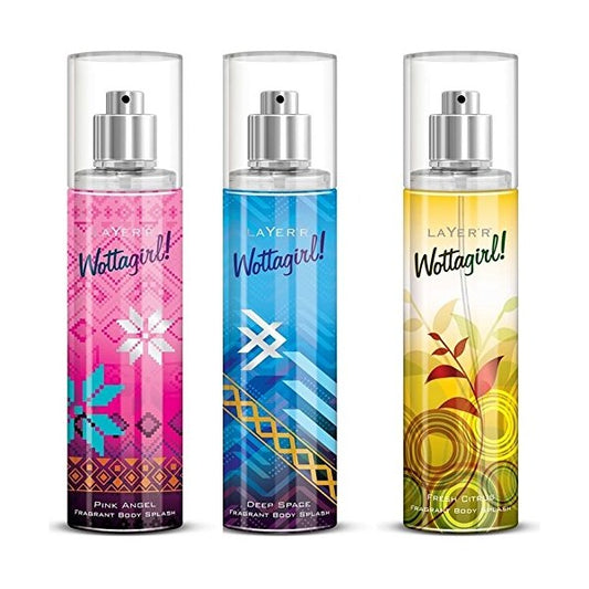 Layer'r Wottagirl Pink Angle Deep Space Fresh Citrus Body Spray Combo Of 3